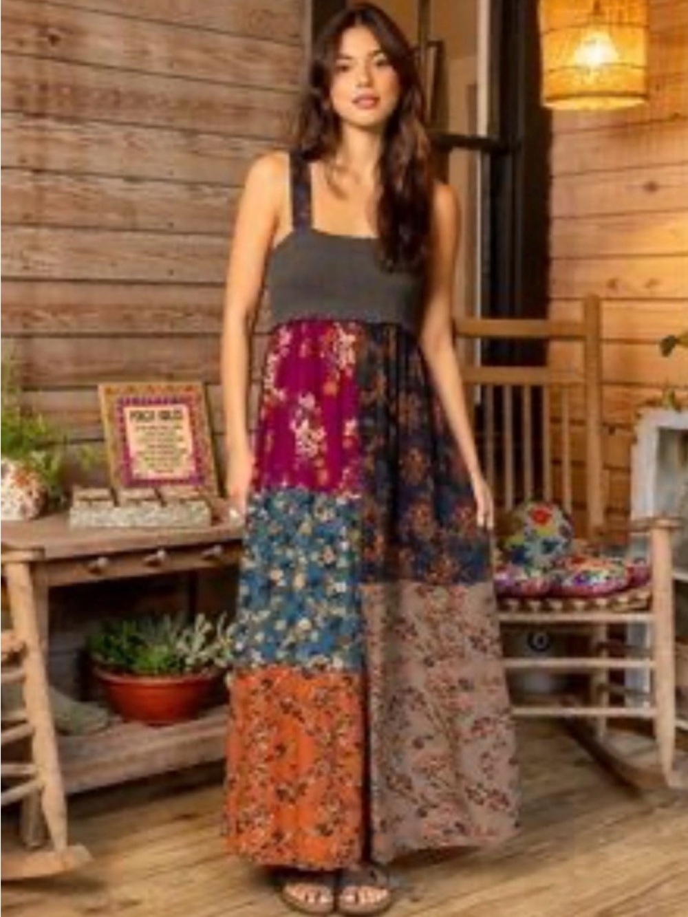 NATURAL LIFE Patchwork Maxi Dress